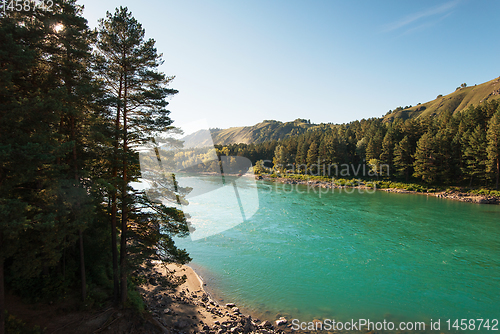 Image of Katun river, in the autumn Altai mountains