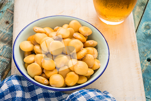 Image of Tasty lupins and glass of beer