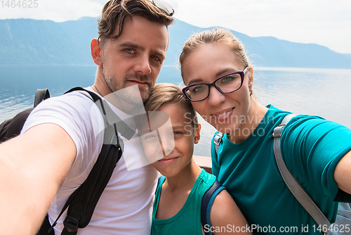 Image of Selfie of family on the Teletskoye lake