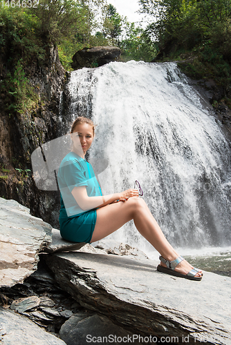 Image of Woman at Korbu Waterfall