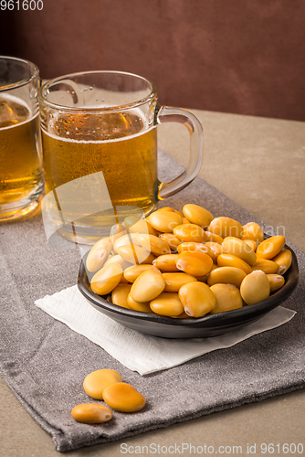 Image of Tasty lupins and glass of beer