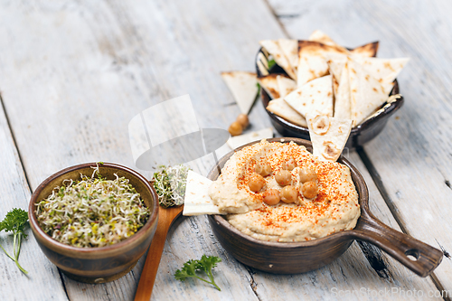 Image of Bowl of homemade hummus