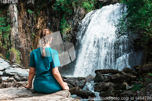 Image of Woman at Korbu Waterfall