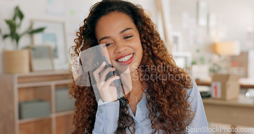 Image of Logistics, fashion and business owner on a phone call for a delivery of clothes in a clothing boutique retail store. Supply chain, woman and entrepreneur ordering inventory, cargo and boxes of stock