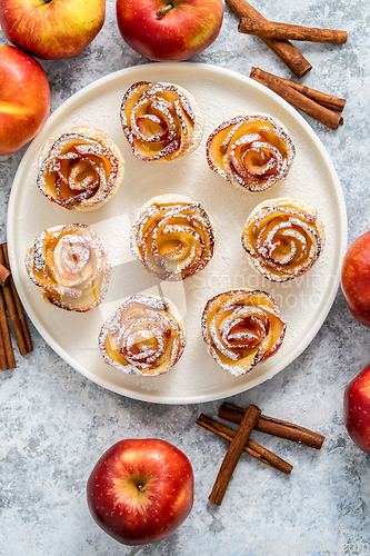 Image of Plate with apple rose tarts