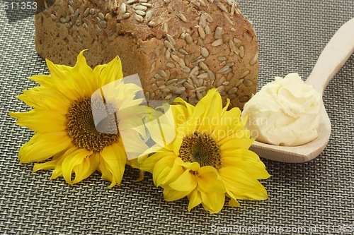 Image of Bread with Oleo and Sunflowers