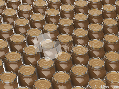 Image of Many rows with jars with peanut butter