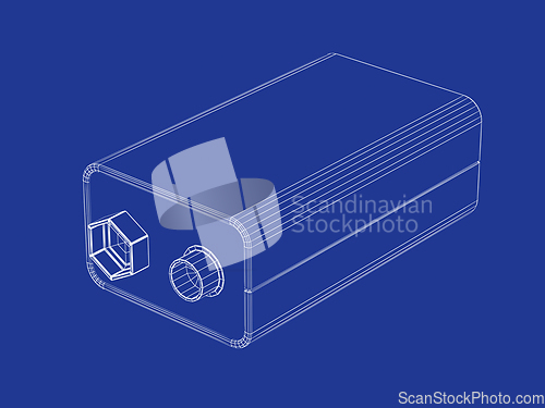 Image of 3D model of nine volt battery
