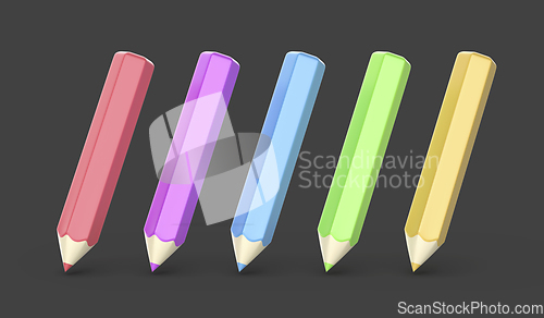 Image of Five cartoon style colored pencils