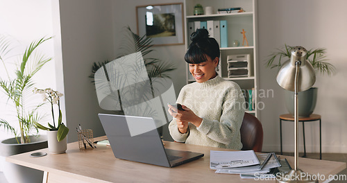 Image of Productivity business woman on a phone call, laptop and paperwork at office desk for time management or schedule planner. Busy corporate marketing agency worker in HR Human Resources with online job