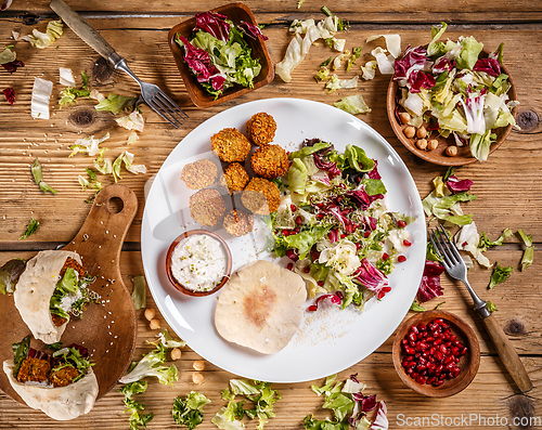 Image of Plate of traditional falafel patties