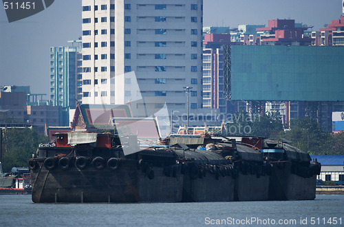 Image of Empty river barges