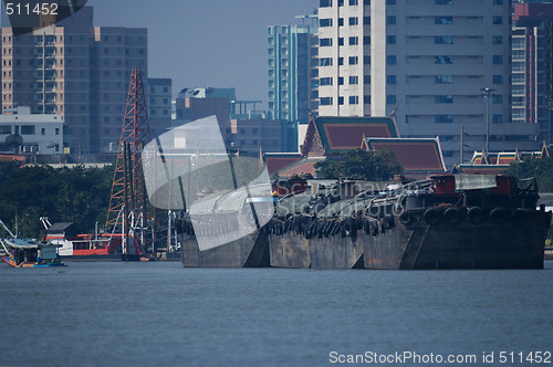 Image of Empty river barges