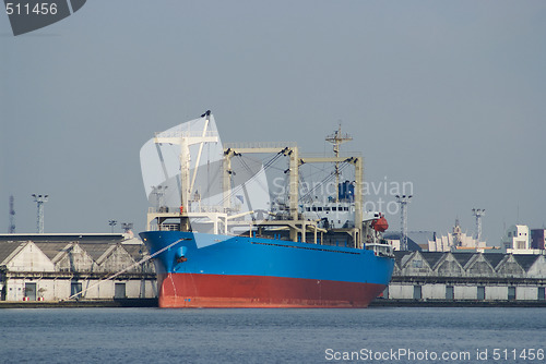 Image of Blue cargo ship