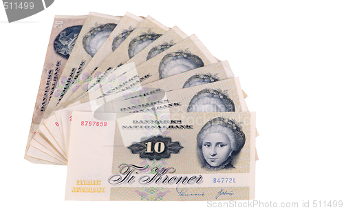 Image of Cash money, ten kroner bills from Denmark