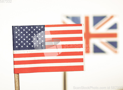 Image of Vintage looking British and American flags