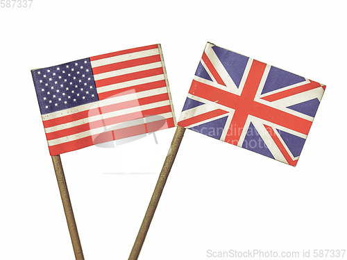 Image of Vintage looking British and American flags