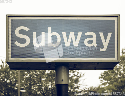 Image of Vintage looking Subway sign