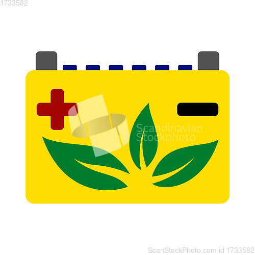 Image of Car Battery With Leaf Icon