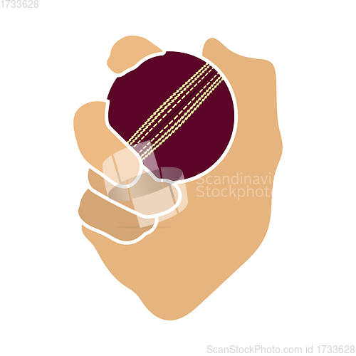 Image of Hand Holding Cricket Ball Icon
