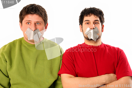 Image of Two guys with adhesive tape