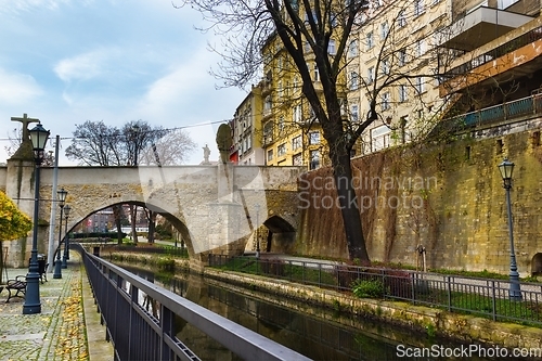Image of Bridge over river in Klodzko, Poland