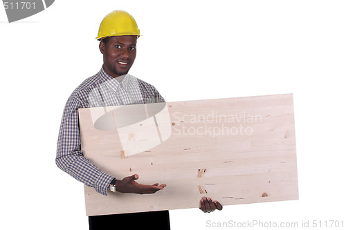 Image of Young african american carpenter 