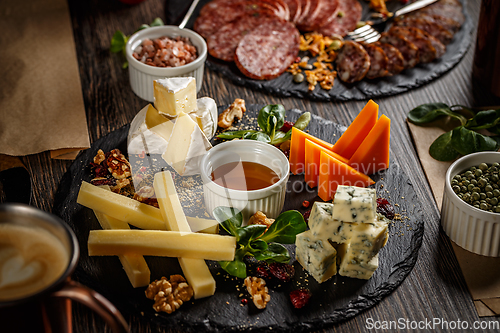 Image of Appetizer table with antipasto snacks