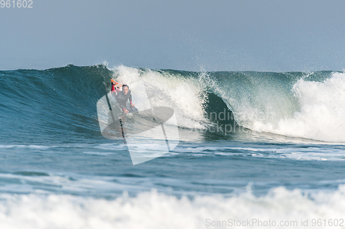 Image of Bodyboarder surfing ocean wave