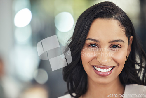 Image of Portrait of black woman happy with career in Human Resources, job opportunity and company values. Face of person, worker or employee with positive mindset for business management in Atlanta and smile