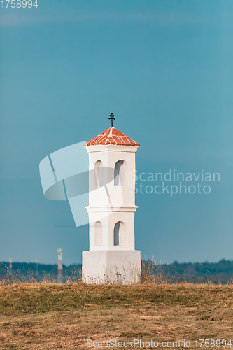 Image of Small chapel on the hill in National Nature Reserve Mohelen Steppe, Czech Republic