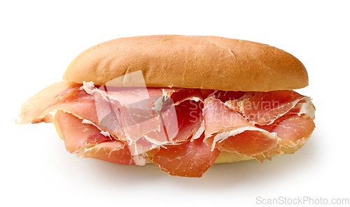 Image of sandwich with sliced spanish iberico ham