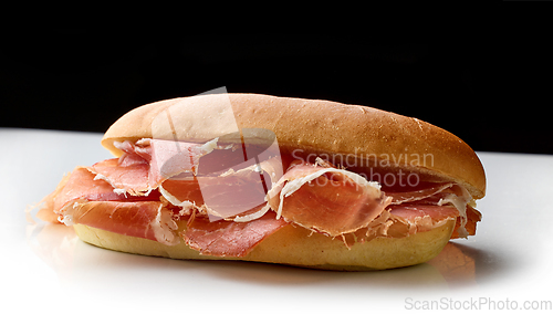 Image of sandwich with sliced spanish iberico ham