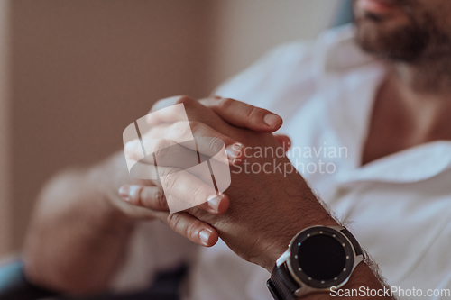 Image of Close-up photos of the hands of a successful businessman