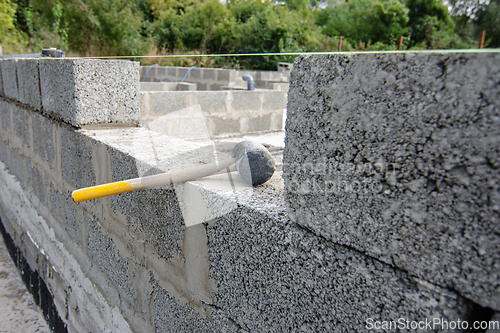 Image of Construction of walls from expanded clay concrete blocks