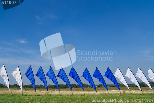 Image of Blue and white flags