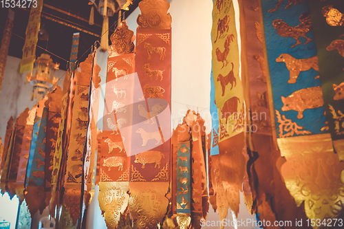 Image of Prayer flags, Wat Chedi Luang temple, Chiang Mai, Thailand