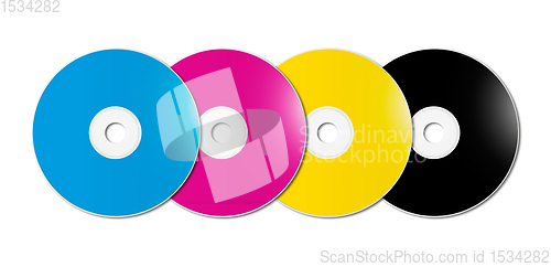 Image of CMYK CD - DVD set on white background