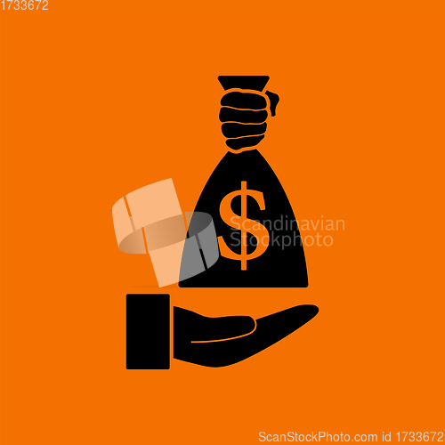 Image of Hand Holding The Money Bag Icon