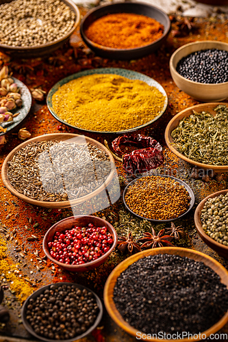 Image of Colorful spices and herbs