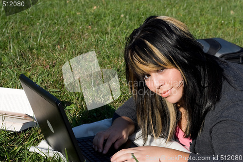 Image of Girl Using a Laptop