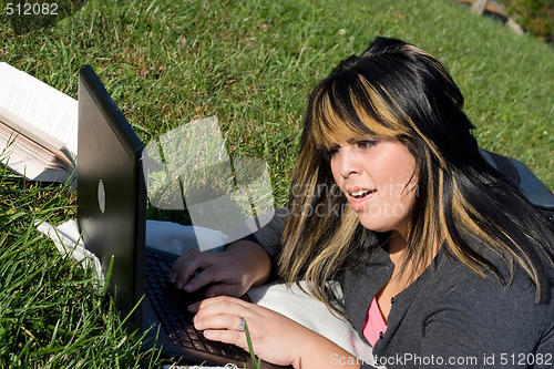 Image of Girl Using a Laptop