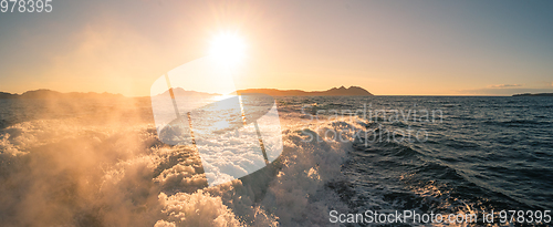 Image of Waves behind the boat