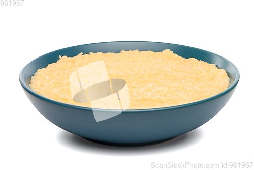 Image of Vermicelli desert on a blue ceramic plate