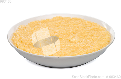 Image of Vermicelli desert on a white ceramic plate