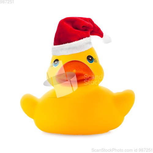 Image of Rubber yellow duck with Santa clause hat