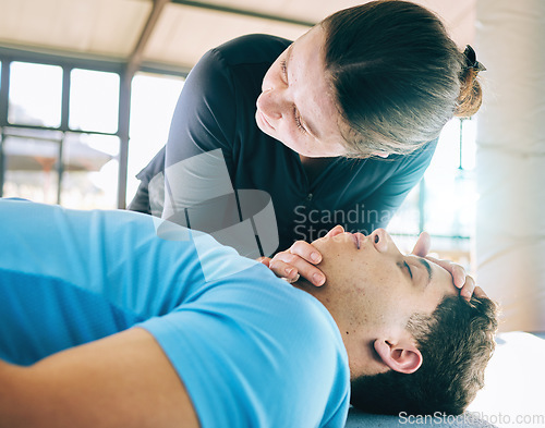 Image of First aid, cpr and breathing with a woman learning how to revive a person suffering from trauma or emergency. Respiration, resuscitation and health with a female training as a lifeguard in rescue