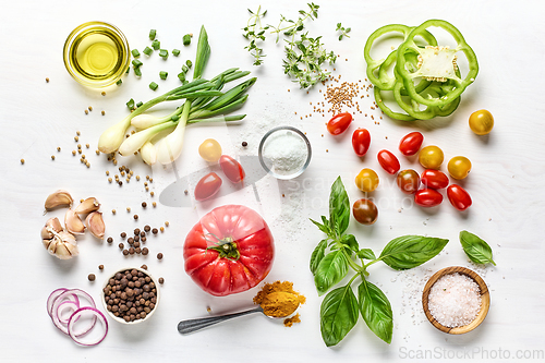 Image of various vegetables, herbs and spices