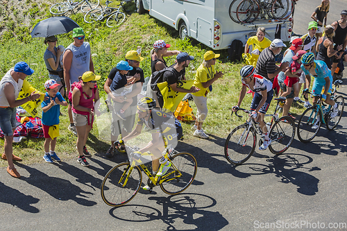 Image of Three Cyclists on Col du Grand Colombier - Tour de France 2016