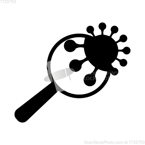 Image of Magnifier Over Coronavirus Molecule Icon